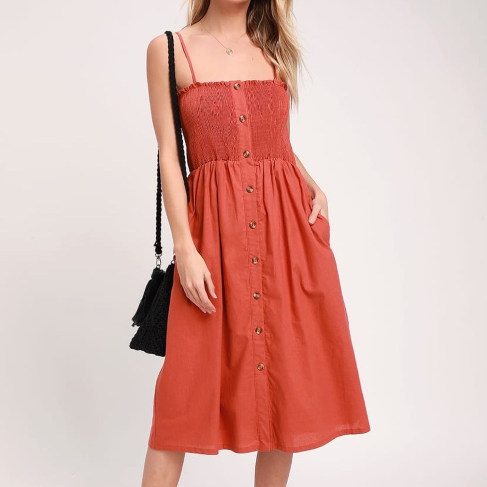 Lulu’s Smocked Button Pocket Dress